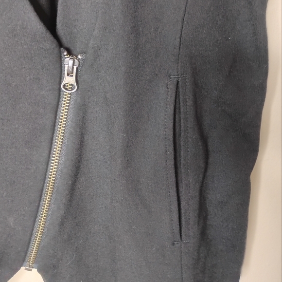 J.Jill Asym Zip Knit Vest Black Large | Stretch Jersey | Pockets - Picture 3 of 5